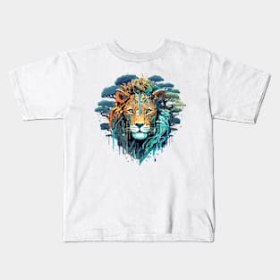Lion Animal Freedom World Wildlife Wonder Abstract Kids T-Shirt